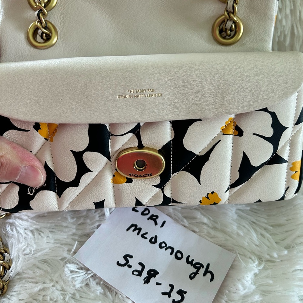 Coach Black and White Floral Tabby 20 - Picture 7 of 12